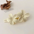 Matte beige flower hair clip for women, elegant floral design on white background - Off White