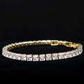 Elegant gold-plated tennis bracelet with square-cut cubic zirconia on a velvet stand - Single Bracelet / Gold