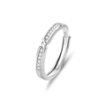 Adjustable S925 sterling silver ring with pavé cubic zirconia and polished finish - Adjustable Open / Male Style