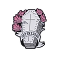 Gothic white coffin enamel pin with pink flowers and GET IN LOSER text banner - White Coffin - GET IN LOSER