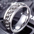 Detail of silver titanium steel bottle opener ring with double rotating Cuban chains - Size 6 / Chain Ring / Silver