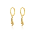 Sparkling S925 sterling silver gold plated snake hoop earrings with cubic zirconia - Gold Snake