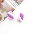 Pink and purple swirl marshmallow resin pendant with metal loop for DIY jewelry - Pink Purple White Marshmallow
