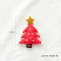 Red wool felt Christmas tree ornament with yellow star and white snowflake embroidery - Star Red Christmas Tree
