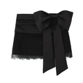 Mini gonna elegante in raso nero con bordo in pizzo e grande fiocco decorativo - XS / Gonna Nera