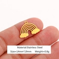 Golden stainless steel rainbow pendant shown on hand with size and weight details - Rainbow-DY1079-2