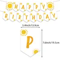 Sunshine themed Happy Birthday banner set with yellow sun patterns and paper flags - 1PC Banner