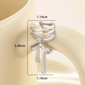 Clip per orecchio a fiocco argento con nappa e misure di 2,48 cm di altezza totale - Stile Singolo Fiocco Argento (A158)