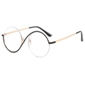 Occhiali anti-luce blu semi-cerchio oro e nero con particolare ponte a forma di S - Montatura Oro Nero Trasparente