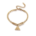Bracciale a doppio strato in acciaio inossidabile dorato con ciondolo occhio del diavolo - 31981-Malocchio Triangolare / Oro