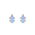 Exquisite S925 silver starburst stud earrings featuring blue rectangle opal stones - Stud Earrings