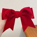 Elegant large red velvet bow hair clip for women with premium soft fabric texture - Swallowtail Style / Large / Red