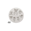 Cartoon bear silicone mold variant 4 with seven distinct animal shape cavities - Style 4 Multiple Bear Heads Round (A401) / Gray