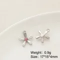 Pendentif fleur à cinq pétales en alliage argenté avec perle et strass rose - Prix à l'unité / Forme de Fleur (20#)