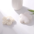 Close-up of cream white teddy velvet flower accessories with soft plush texture details - 8.5cm Single-sided (Turkish Curly) / White Ball Fringe
