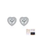 Élégantes boucles d'oreilles cœur en moissanite en argent S925 avec certificat GRA - Stud boucles d'oreilles / 4.0mm