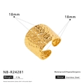 Detail of 18mm wide hammered golden stainless steel ring showing waterproof features - Irregular Hammered Wide Style (NB-R24281)