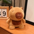 Cute capybara plush toy with closed eyes expression in soft khaki brown color - Capybara / 15CM