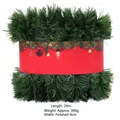 20m green Christmas garland with red holiday pattern ribbon, 9cm wide festive decoration - 20m Green Garland/360g
