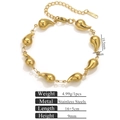 Bracciale a maglie a goccia dorato in acciaio inossidabile con catena da 16+5 cm - Goccia d'acqua