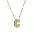 Chubby 18k gold plated brass letter C pendant necklace with sparkling zirconia stones - Letter C Necklace