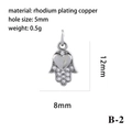 Hamsa Hand pendant in rhodium-plated copper with clear zircon and heart-shaped center - Silver Heart Hamsa B-2