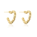 Pendientes de corazón en forma de C dorados con textura de cuerda y chapado en oro 18K - Dorado