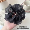 Elegant black translucent organza scrunchie with 10cm diameter for a chic ponytail look - 7# Black - Small