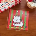 Cute cartoon puppy Christmas card with red and green stripes background 10x10cm size - Christmas Puppy Header - Type 6