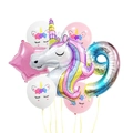 Rainbow unicorn party balloon set with foil number 9 and colorful latex balloons - Number 9 Style