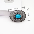 Vintage oval zinc alloy belt buckle with turquoise stone inlay, dimensions 8cm x 6cm - Retro Bronze Buckle (Oval Style D)