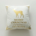 Witte fluwelen kussenhoes met gouden rendier en Merry Christmas print decoratie - Stijl 3-Kerstrendier / Met 400g Katoenen Kern