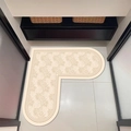 Beige L-shaped bathroom corner mat with floral pattern and non-slip absorbent surface - 70*70cm / Beige Elegant Floral (Style P)
