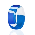 8.7mm wide silicone sports ring for men featuring blue and white camouflage swirl pattern - Camo Blue