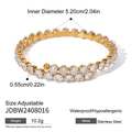 Bracelet ajustable en acier inoxydable doré orné de zircons ronds clairs étincelants - Style Ajustable avec Pavé de Zircons Ronds (JDBW2408016)