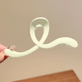 Elegant sage green matte shark hair claw clip in a twisted loop design for women - Matte Lines Beige-13cm