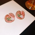 Silver Pin Enamel Pearl Flower Studs