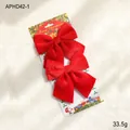 Set of two red velvet Christmas bows decorations for tree ornaments and holiday decor - Red Small 14*15cm (2Pcs)