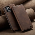 Brown leather flip wallet case with magnetic closure for iPhone 12 Pro Max - iPhoneXs Max / Coffee