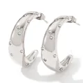Boucles d'oreilles créoles en C argentées polies avec pavé de zircons étincelants - Argent Avec Zircone Blanche (PDE879)