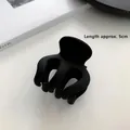 Macro shot of 5cm matte black hair claw clip with size measurement on white surface - Black High Ponytail Holder Clip