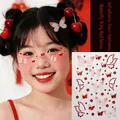 Self-adhesive butterfly face jewels and red gemstone stickers for festive makeup - Red Butterfly Wing Style