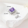 Rectangle purple zircon jewelry clasp connector with small crystals for DIY necklaces - Palladium Purple Zircon Rectangle Clasp
