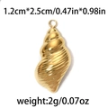 18K gold plated 304 stainless steel shell pendant with spiral texture for jewelry - Shell-Gold