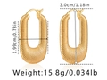 Detailed size specifications for 18K gold plated U-shaped ribbed metal hoop earrings - Gold (KE0996-Striped U-Shape)