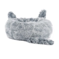 Gray plush round pet bed with cat ears and tail design for dogs and cats - Gradient Grey (Long Tail Style)