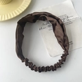 Braunes Satin-Haarband mit Retro-Knoten-Design und bequemem elastischem Gummiband - Kaffee