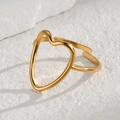 Minimalistischer 14K vergoldeter Edelstahlring mit offenem hohlem Herz-Design - Hohles Herz Stil (R731-A)