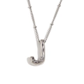 Minimalist silver finish balloon letter J pendant necklace on a delicate chain - Steel-Letter J