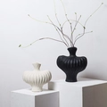 Minimalist Nordic irregular ribbed ceramic vases in black and white for home decor - Homestay Decoration Set 1
